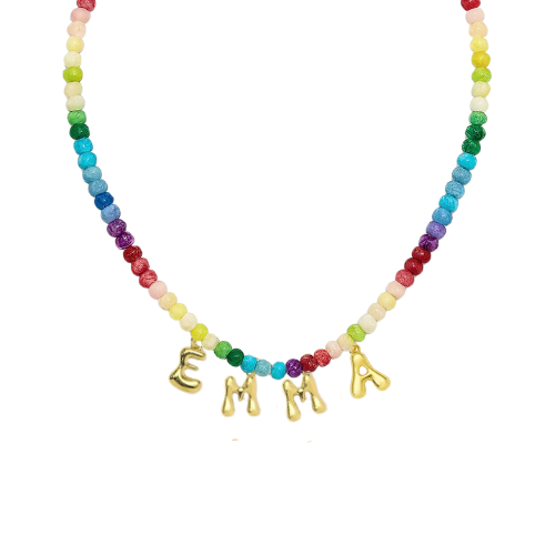 Custom Bubble Name Beaded Necklace