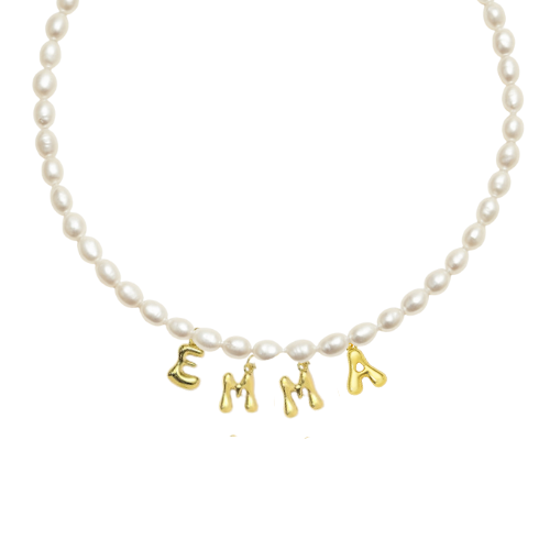 Custom Bubble Name Beaded Necklace