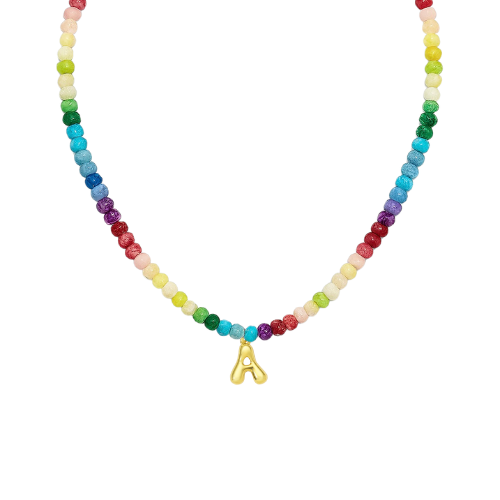 Bubble Initial Beaded Necklace