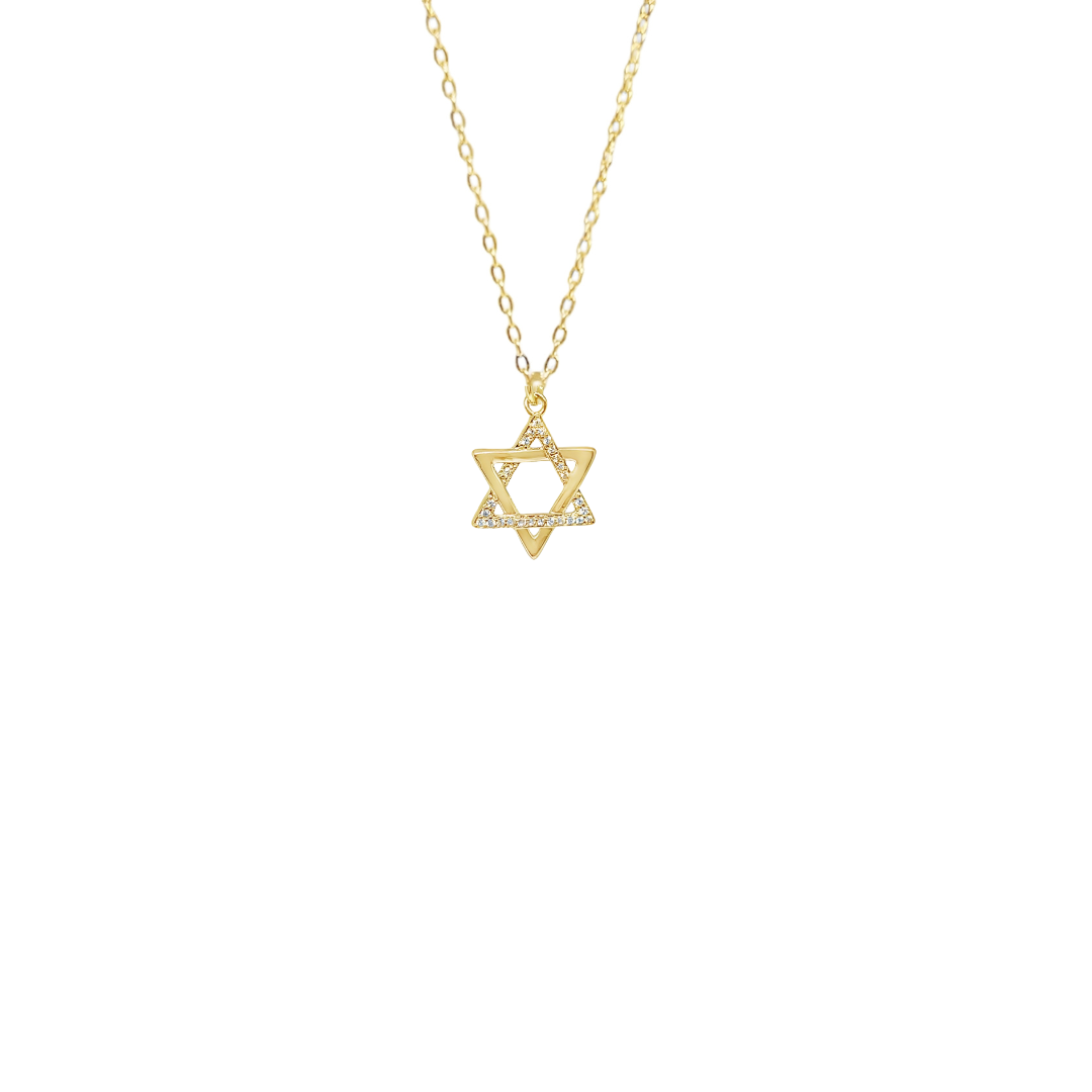 Gold star of David Charm Necklace