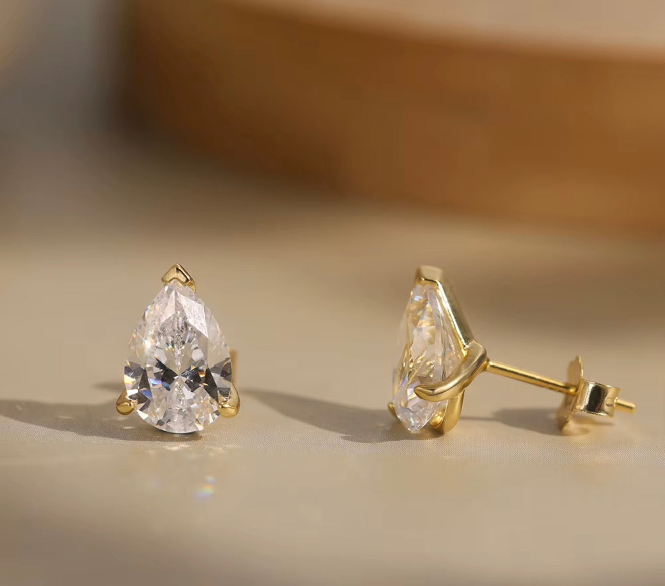 Pear Diamond Stud Earrings