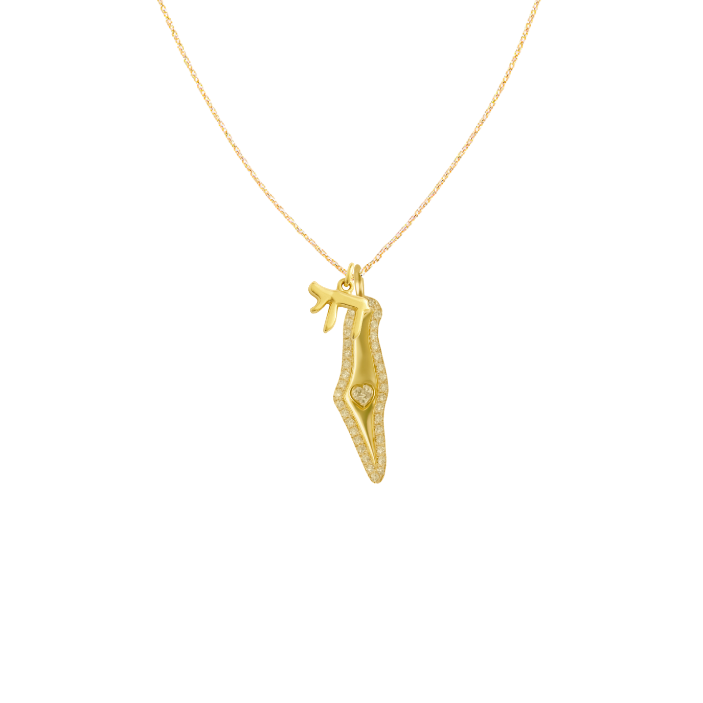 Chai & Israel Map Necklace