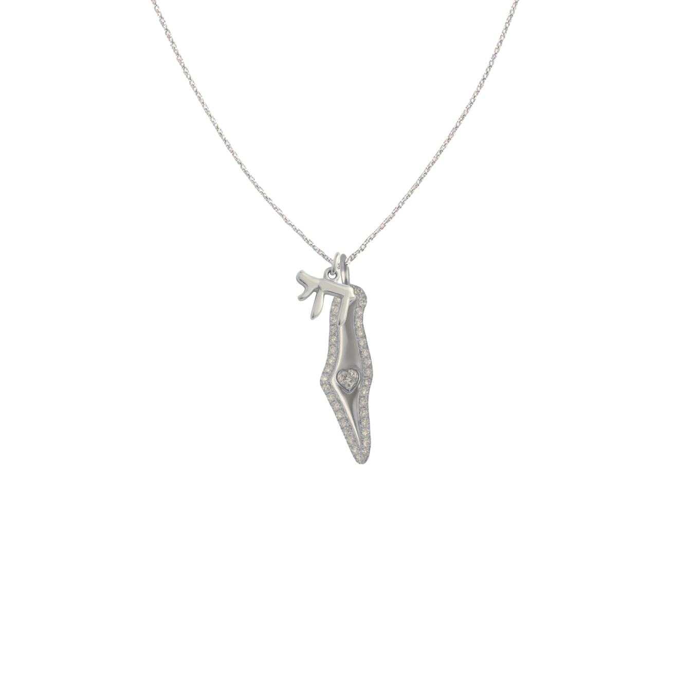 Chai & Israel Map Necklace