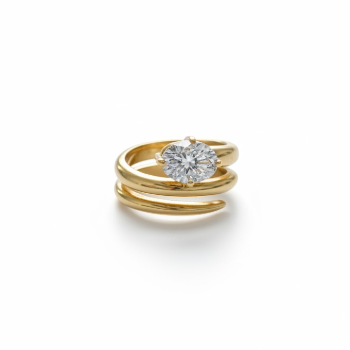 Oval Diamond Pinky Ring