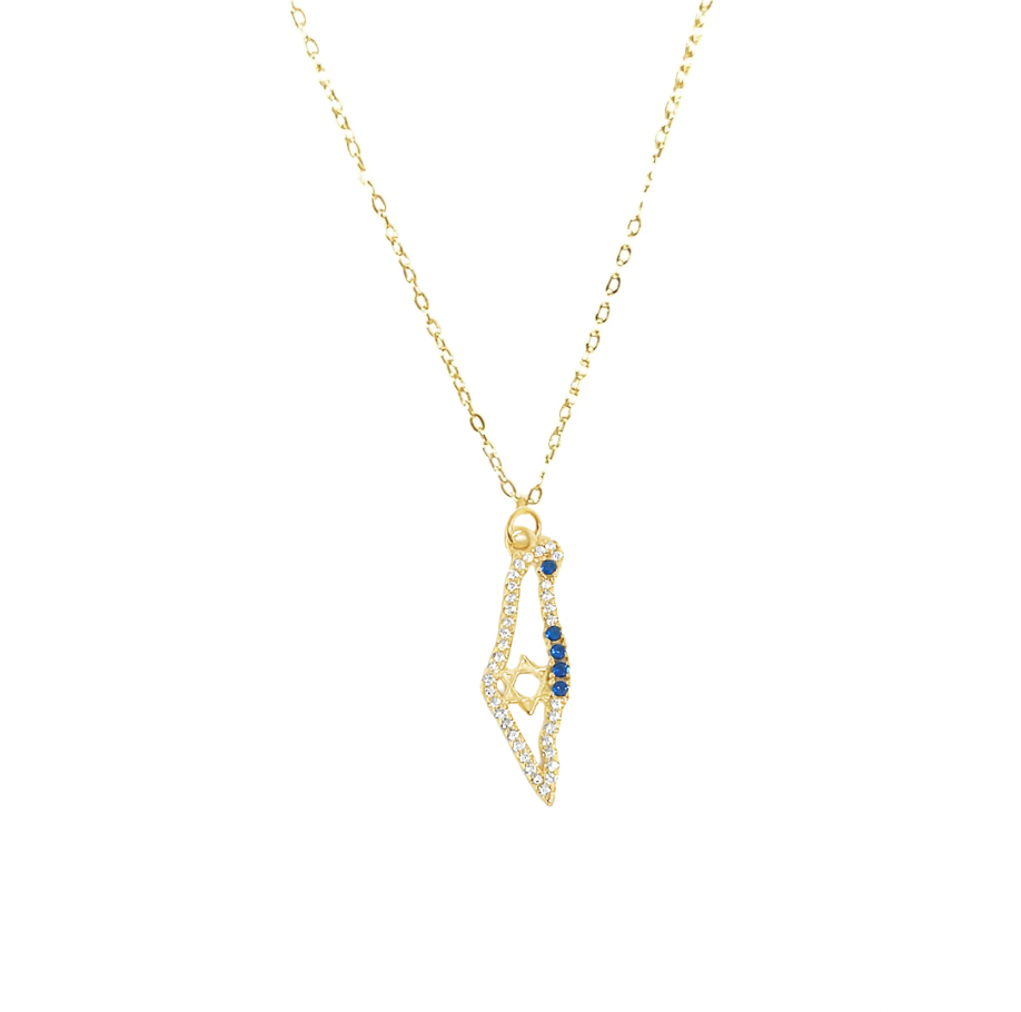 Israel Crystal Map Necklace