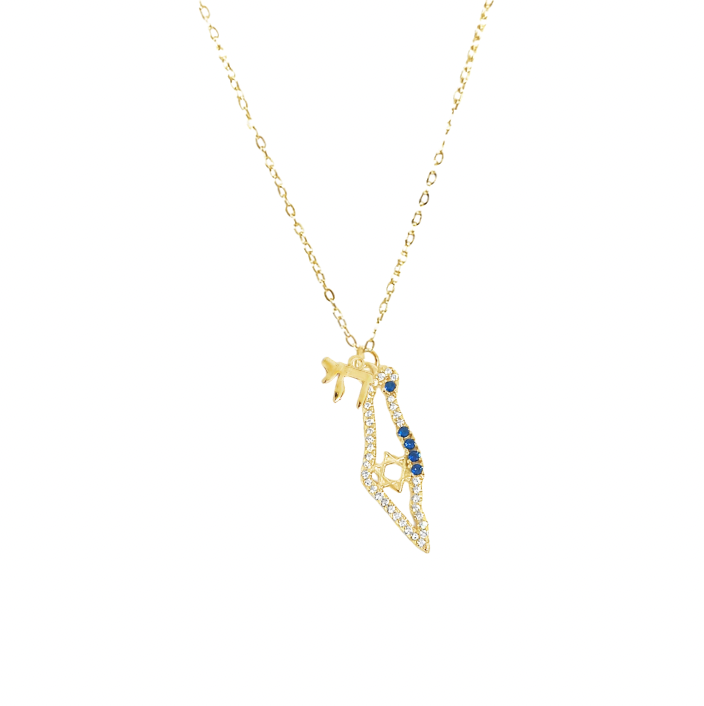 Chai & Israel Crystal Map Necklace