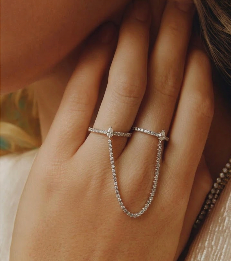 Two-band Full Moissanite ring